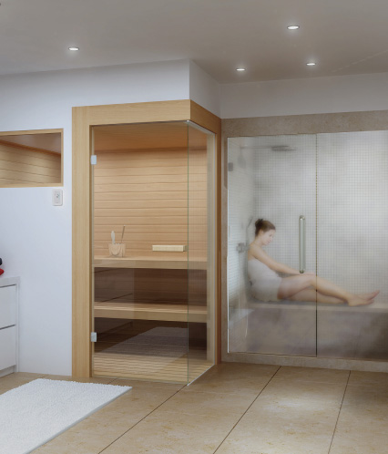 Sauna and steam room