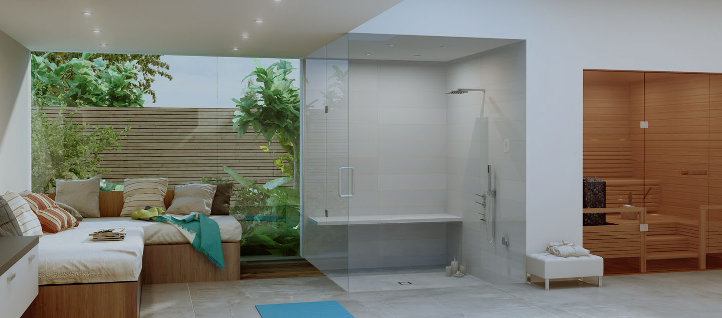 Commercial steam room and sauna